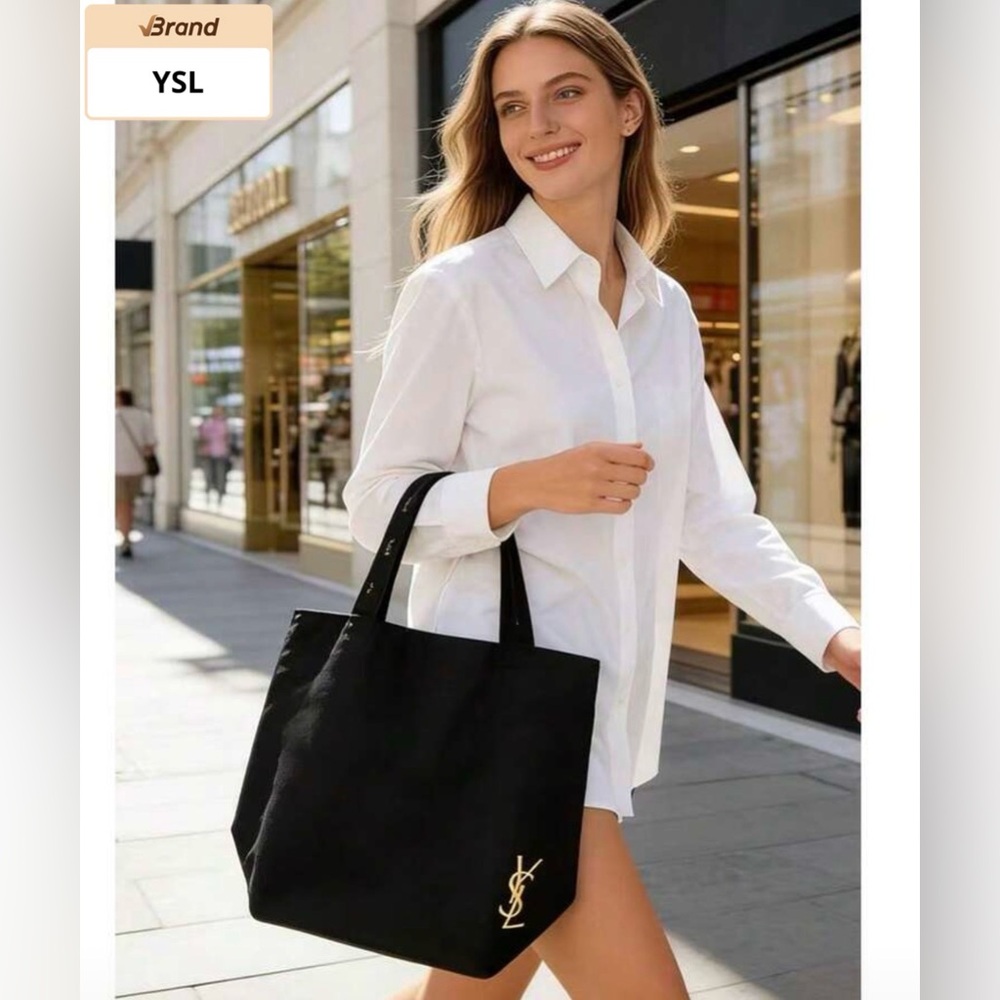 New Arrivals! Saint Laurent Black Tote with Gold YSL Monogram